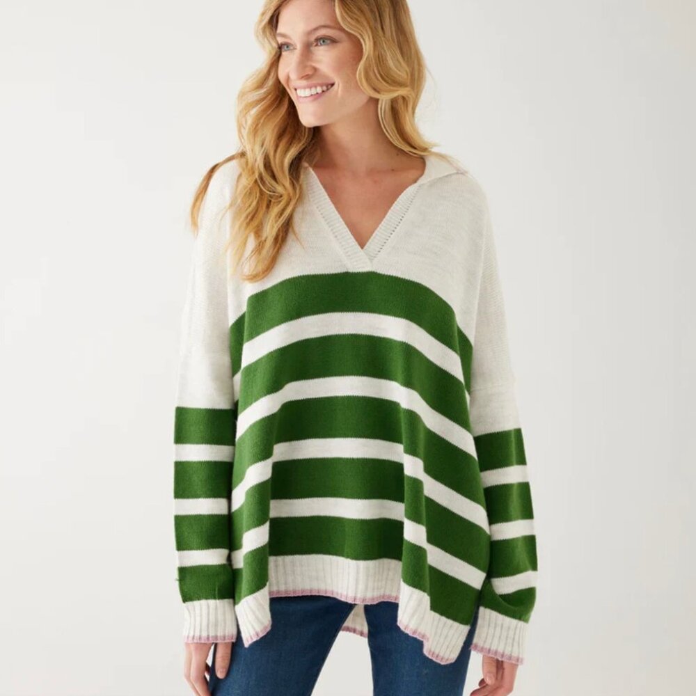 Mersea Marina Polo One Size Fits Most Sweater in Sea Salt/Green
